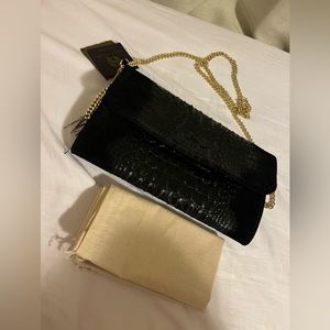NWT Original HOUSE OF HARLOW 1960 Croc Suede Handbag Clutch 100% Leather…